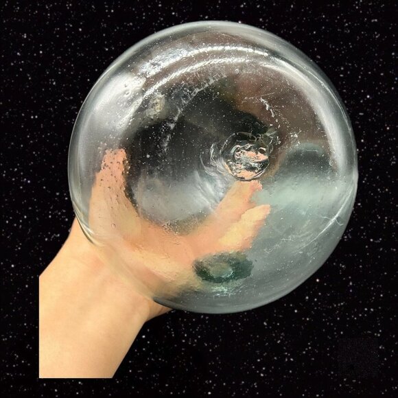 Handblown Art Glass Pitcher Clear w Brown Ombre Applied Handle 9”T 5”W - Picture 6 of 12